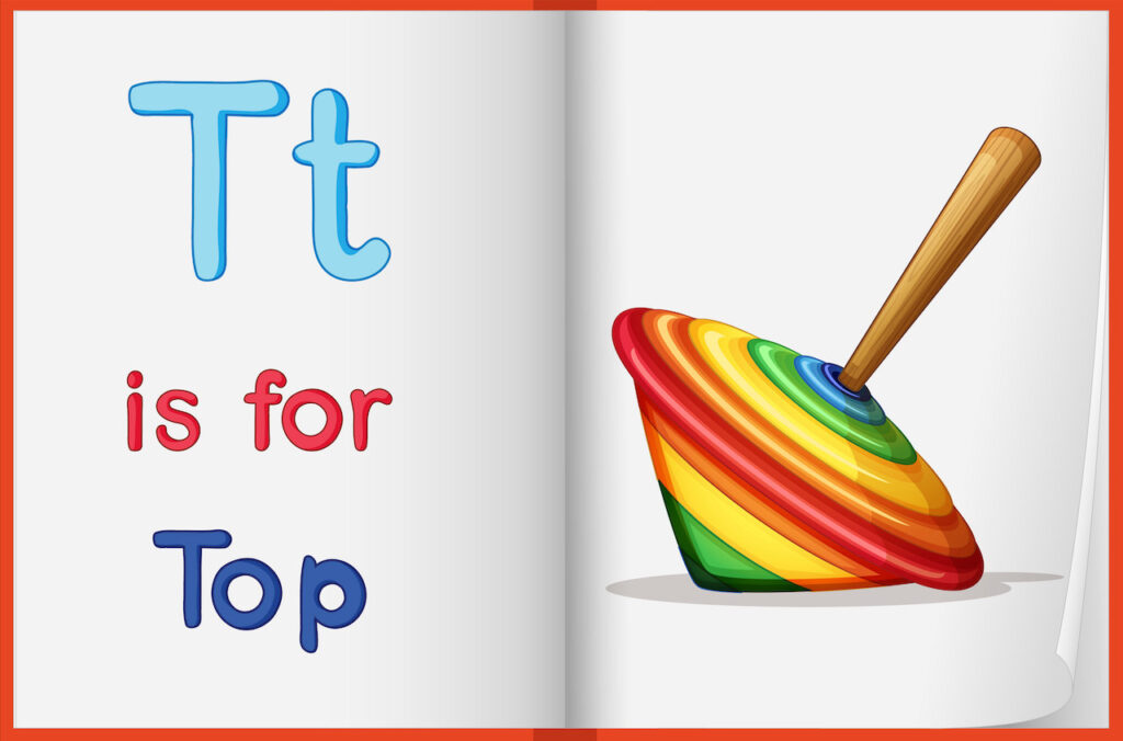 Children learning the sound of the English letter T through a fun and colourful video