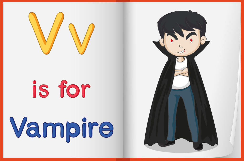 Children learning the sound of the English letter V through a fun and colourful video